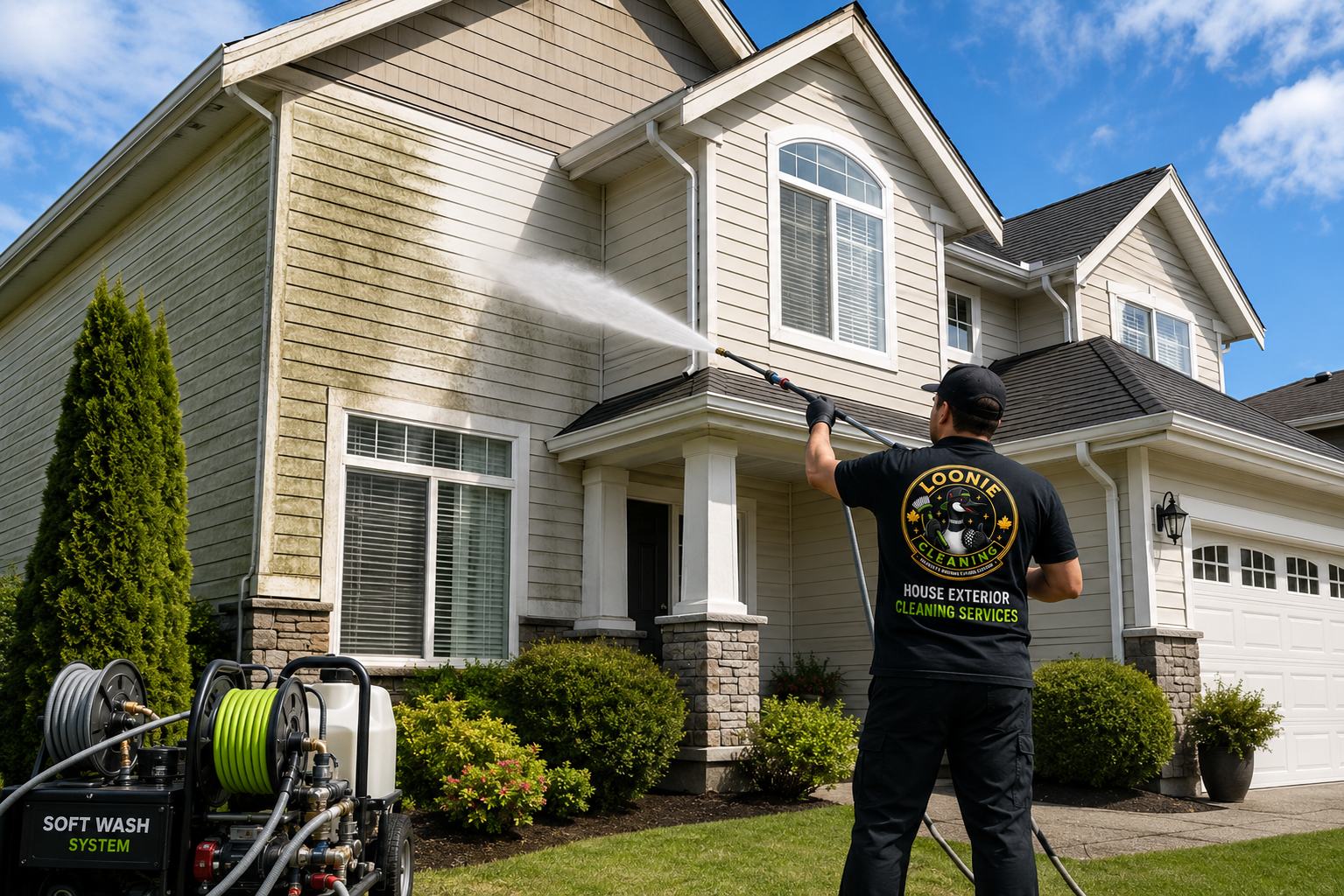 Professional house exterior cleaning service by Loonie Cleaning Services